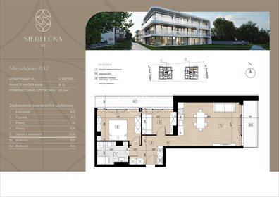 mieszkanie na sprzedaż 61m2 mieszkanie Bydgoszcz, Czyżkówko, Siedlecka