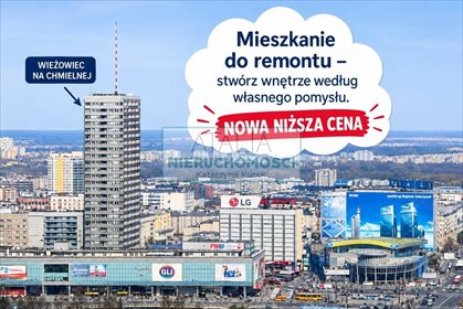 Polecam 37 m² z potencjałem na 3 pokoje w centrum Warszawy mieszkanie Warszawa, Śródmieście