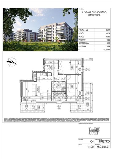 Nowoczesne 3-pokojowe mieszkanie z dwoma balkonami i garderobą mieszkanie Bydgoszcz, Fordon, Fordońska