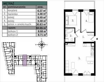 mieszkanie na sprzedaż 61m2 mieszkanie Lublin, Ponikwoda, Rumiankowa