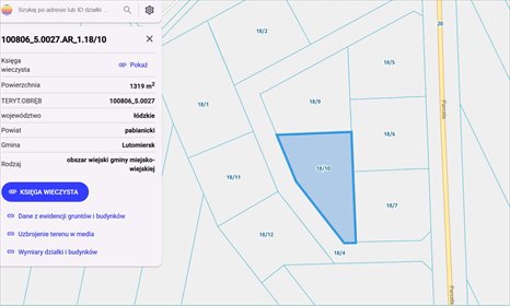 działka na sprzedaż 1319m2 działka Lutomiersk, Wrząca, Parcela