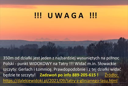 Na sprzedaż widokowa działka 925 m² z panoramą Gór Świętokrzyskich działka Grzymałków