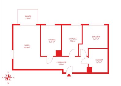 Na sprzedaż funkcjonalne 3-pokojowe mieszkanie 59,57 m² w Gdańsku mieszkanie Gdańsk, Łostowice, Niepołomicka
