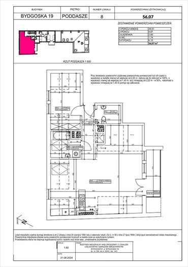 mieszkanie na sprzedaż 56m2 mieszkanie Bydgoszcz, Fordon, Bydgoska