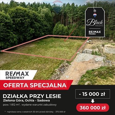 działka na sprzedaż 1812m2 działka Zielona Góra, Ochla-Sadowa