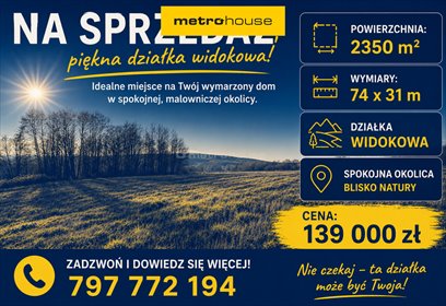 Na sprzedaż działka budowlana 23 ar z widokiem w Jedliczu działka Jedlicze