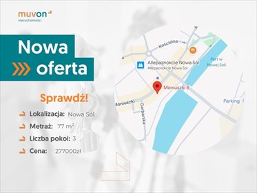 mieszkanie na sprzedaż 77m2 mieszkanie Nowa Sól, Moniuszki