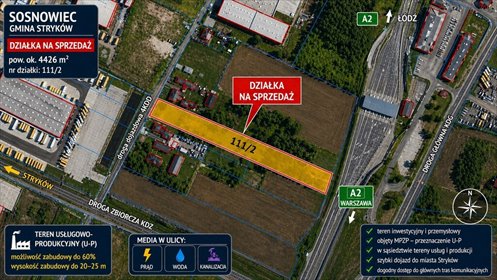 Działka inwestycyjna 4426 m² przy autostradach A1/A2 działka Sosnowiec, Sosnowiec Dolny