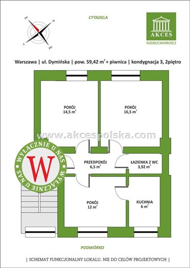mieszkanie na sprzedaż 59m2 mieszkanie Warszawa, Żoliborz, Cytadela, Dymińska