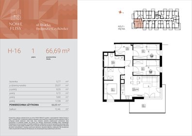 mieszkanie na sprzedaż 67m2 mieszkanie Bydgoszcz, Czyżkówko, Flisacka