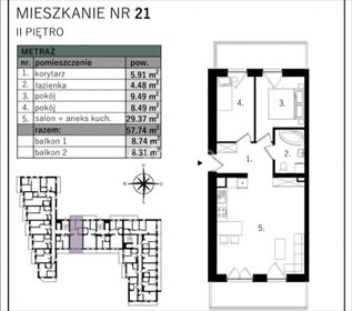 mieszkanie na sprzedaż 58m2 mieszkanie Lublin, Ponikwoda, Rumiankowa