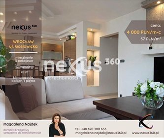 mieszkanie na wynajem 70m2 mieszkanie Wrocław, Gosławicka