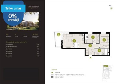 Dwupokojowe mieszkanie 51,2 m2 na sprzedaż w Bydgoszczy mieszkanie Bydgoszcz, Flisy, Mińska