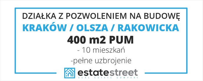 działka na sprzedaż 400m2 działka Kraków, Olsza, Olsza, Rakowicka