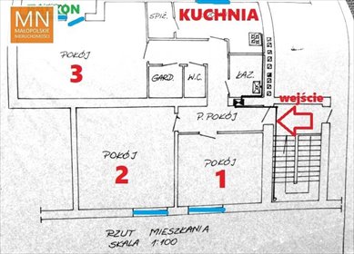 Przestronne 3-pokojowe mieszkanie z dużym potencjałem mieszkanie Kraków, Nowa Huta, Kocmyrzowska