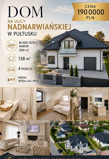 Dom 138 m² w Pułtusku - zapraszam dom Pułtusk, Popławy, Nadnarwiańska
