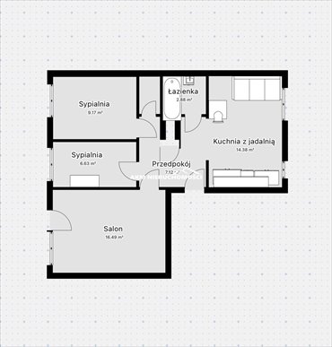 Polecam ciepłe 3-pokojowe mieszkanie 59 m² w Kwidzynie mieszkanie Kwidzyn, Tadeusza Odrowskiego