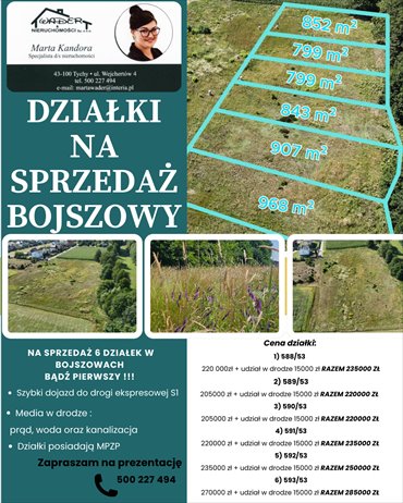 działka na sprzedaż 799m2 działka Bojszowy, jedlina