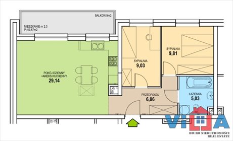 mieszkanie na sprzedaż 59m2 mieszkanie Zielona Góra, os. Czarkowo