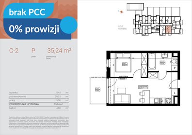 Nowoczesne 2-pokojowe mieszkanie z balkonem nad Kanałem Bydgoskim mieszkanie Bydgoszcz, Czyżkówko, Flisacka