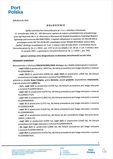 działka na wynajem 231906m2 działka Baranów