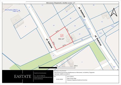 działka na sprzedaż 551m2 działka Warszawa, Targówek Fabryczny, Szklana