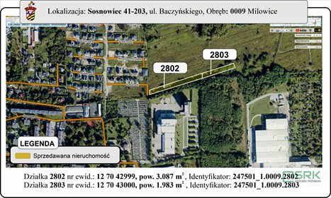 Do sprzedania działka inwestycyjna 5070 m² w Sosnowcu działka Sosnowiec, Milowice, Baczyńskiego