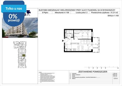 Nowoczesne 2-pokojowe mieszkanie 31,32 m² w Bydgoszczy zapraszam mieszkanie Bydgoszcz, Bartodzieje Małe, Filmowa