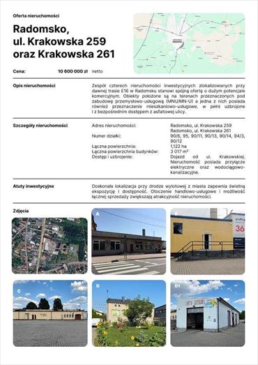 działka na sprzedaż 11220m2 działka Radomsko, Krakowska