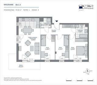 Mieszkanie 87,59 m² w Gdańsku (Morena) z balkonem i dostępem do natury mieszkanie Gdańsk, Morena