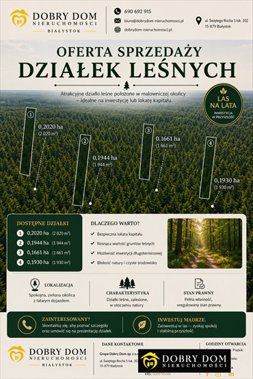 Urokliwe działki leśne sosnowe w Poniatowiczach - polecam! działka Poniatowicze
