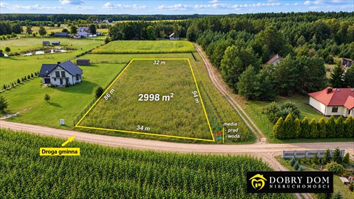 Działka 2998 m² z WZ, media i utwardzony dojazd. działka Turośl