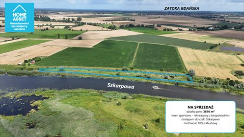 Działka 3876 m² nad rzeką Szkarpawa - polecam działka Rybina