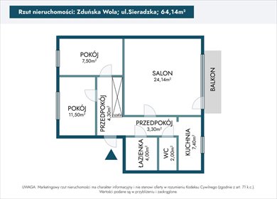 Do sprzedania przestronne 3 pokoje z loggią i komórką mieszkanie Zduńska Wola, Sieradzka