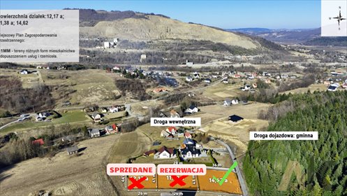 działka na sprzedaż 1462m2 działka Klęczany
