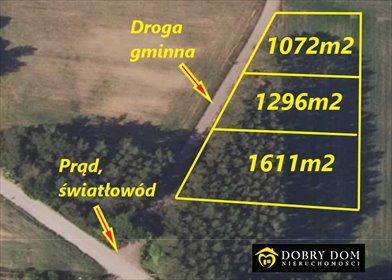 działka na sprzedaż 1072m2 działka Skrybicze