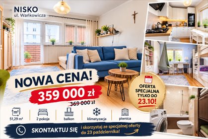 Komfortowe 2-pokojowe mieszkanie z balkonem i klimatyzacją mieszkanie Nisko, Melchiora Wańkowicza