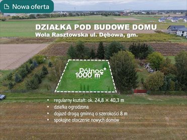 Działka budowlana 1000 m² w Woli Rasztowskiej polecam działka Wola Rasztowska, Dębowa