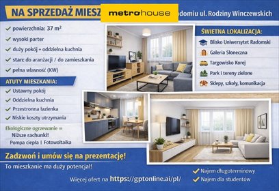 mieszkanie na sprzedaż 37m2 mieszkanie Radom, Obozisko, Rodziny Winczewskich