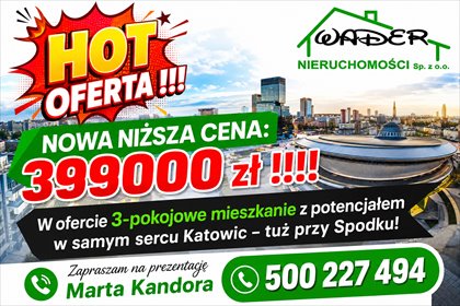 3-pokojowe mieszkanie z potencjałem przy Spodku w Katowicach mieszkanie Katowice