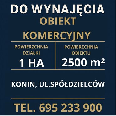 Duży obiekt 2500 m² na 1 ha przy głównej ulicy Konina. lokal użytkowy Konin