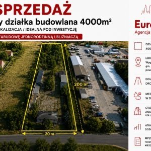 Do sprzedania działka 4000 m² z domem i mediami w Wyględach działka Wyględy