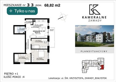 Nowoczesne 4-pokojowe mieszkanie z balkonem na Zawadach. mieszkanie Białystok, Zawady