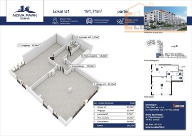 Lokal usługowy 191,71 m2 w nowoczesnym kompleksie polecam lokal użytkowy Łomża