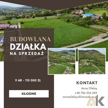 działka na sprzedaż 900m2 działka Kłodne