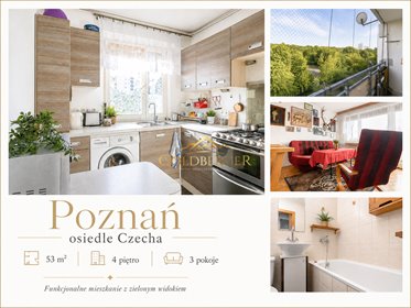 Do sprzedania funkcjonalne 53 m² w Ratajach z balkonem mieszkanie Poznań, Rataje, Rataje, os. Czecha