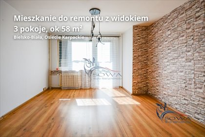 Przestronne 3 pokoje z balkonem i potencjałem aranżacyjnym mieszkanie Bielsko-Biała, Osiedle Karpackie