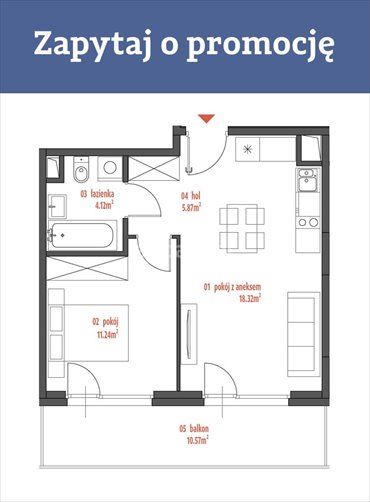 mieszkanie na sprzedaż 37m2 mieszkanie Warszawa, Praga-Południe, Mińska