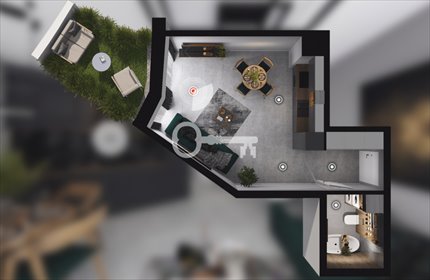 Nowoczesne 1-pokojowe mieszkanie 31,85 m² - Wiślane Tarasy mieszkanie Kraków, Grzegórzki, Grzegórzecka
