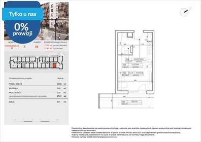 Atrakcyjne 27,21 m2 w Bielawach – idealne dla singla lub pod inwestycję mieszkanie Bydgoszcz, Bielawy, Jana Karola Chodkiewicza